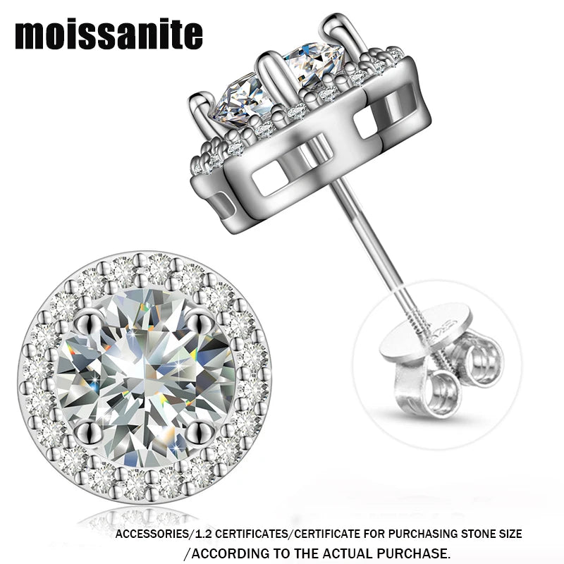 Crown Jewel Moissanite Studs 5.5mm Silver