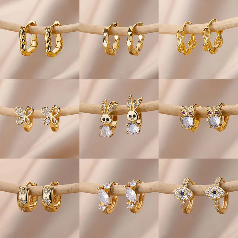 Glittering Animalia Crystal Hoop Earings