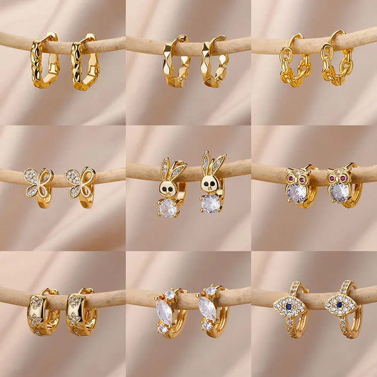 Glittering Animalia Crystal Hoop Earings