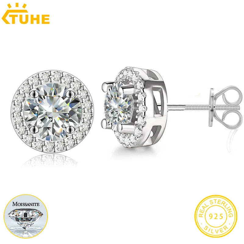 Crown Jewel Moissanite Studs 6mm Silver