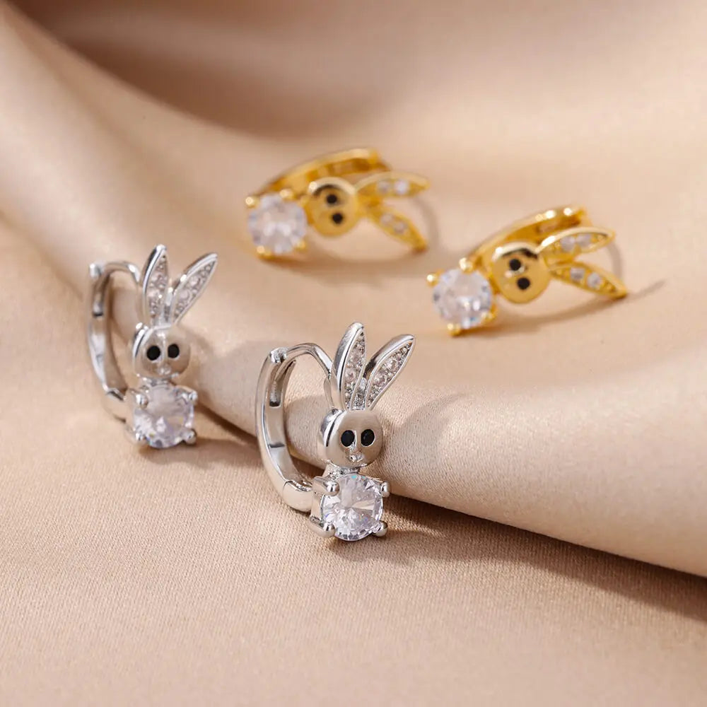 Glittering Animalia Crystal Hoop Earings