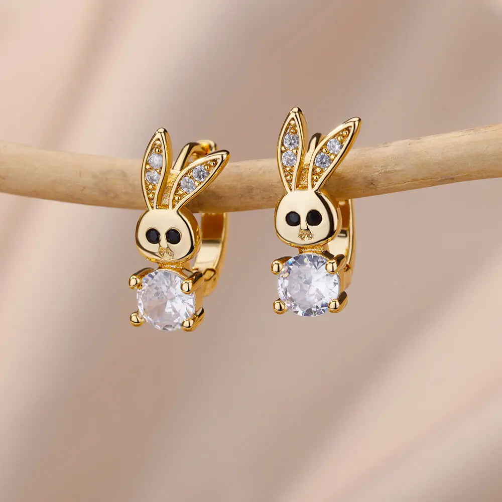 Glittering Animalia Crystal Hoop Earings